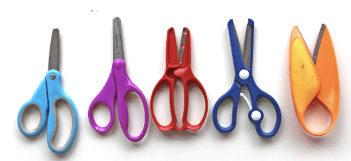 A variety of scissors in different colours.