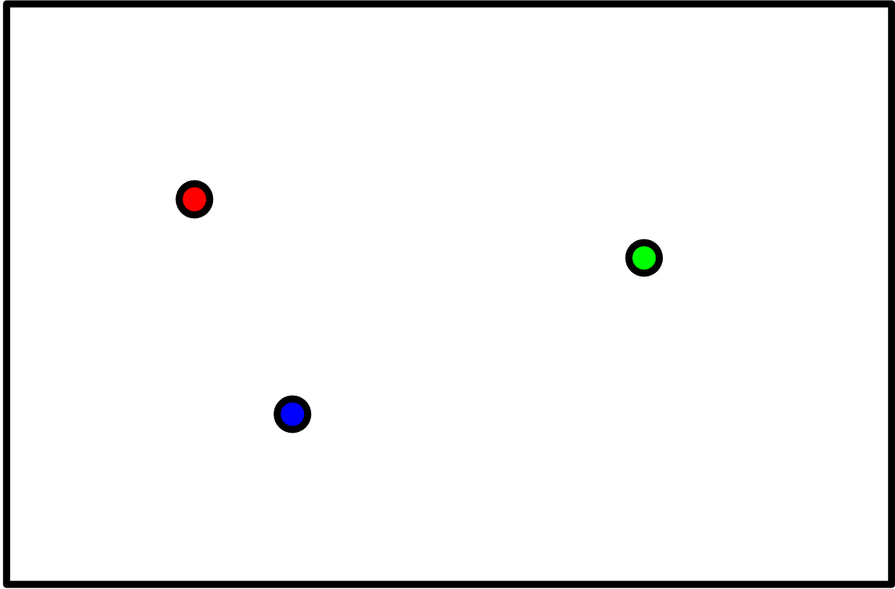 A small version of an image with 3 coloured centers.